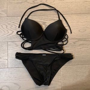 2/$30 ✨Strappy Halter Black Bikini - Size Small in Black